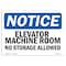 Signmission OSHA, Elevator Machine Room No Storage Allowed, 10in X 7in Plastic, 10" W, 7" H, Landscap OS-NS-P-710-L-11731 - alternate 1